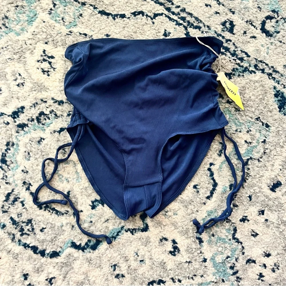 New Summersalt The Maternity Ribbed Cinched High Waisted Bikini Bottom Size 4